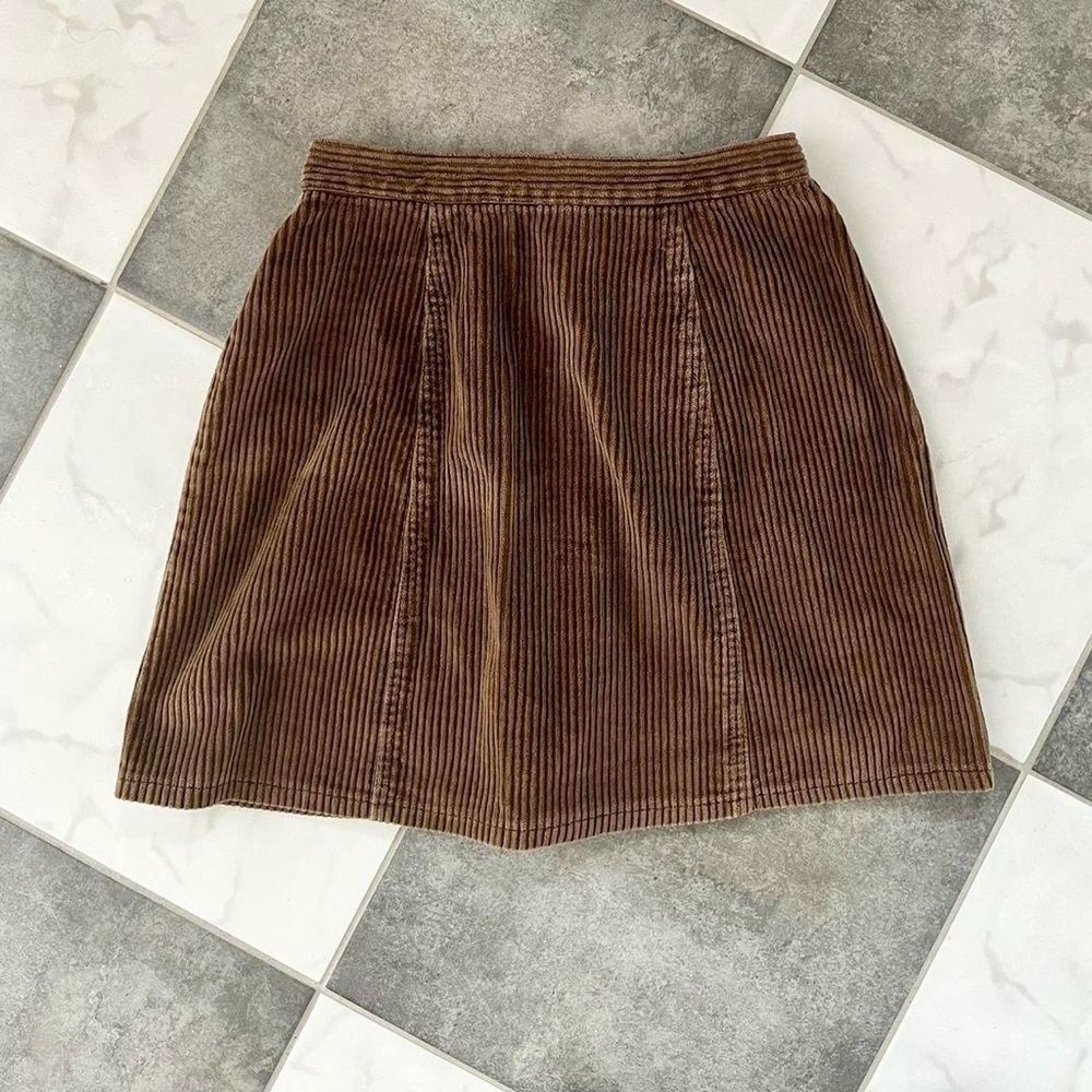 90s Vintage Express Brown Corduroy Mini Skirt 2 4 Womens - Picture 6 of 6